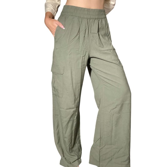 Marine Layer Pants - NWT Marine Layer 'Allison Cargo' Wide Leg Pant in Dusty Olive Stretchy Band - S
